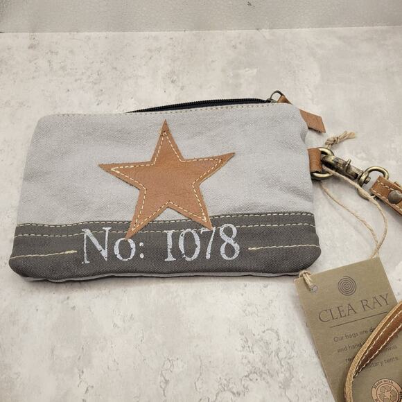 Canvas Wristlet Clutch With Star - Picture 2 of 3